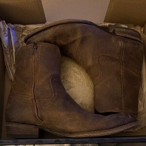 Frye Men's Dark Brown Suede Zip Ankle Boots